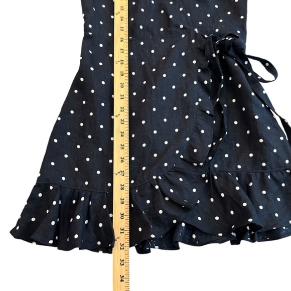 Reformation Mini Wrap Dress Womens S Linen Polka Dot USA Made Cottagecore Preppy - Picture 16 of 16